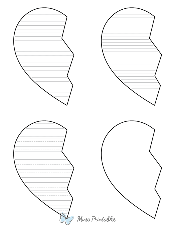 Half Heart-Shaped Writing Templates