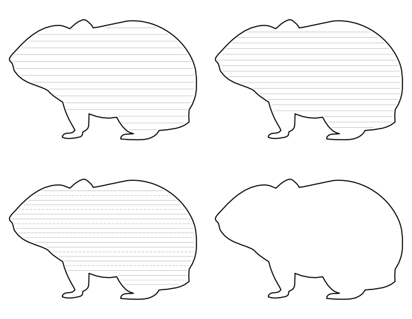 Hamster Side View-Shaped Writing Templates