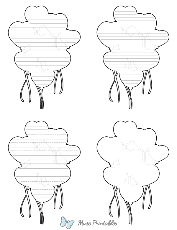 Heart Balloons-Shaped Writing Templates