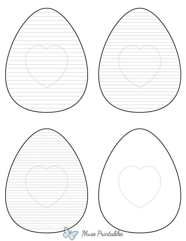 Heart Easter Egg-Shaped Writing Templates