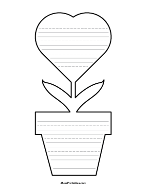 Heart Flower In Pot Shaped Writing Templates