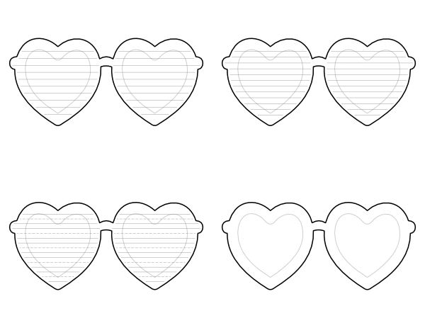 Heart Glasses Shaped Writing Templates