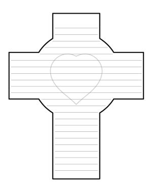 Heart Inside Cross-Shaped Writing Template