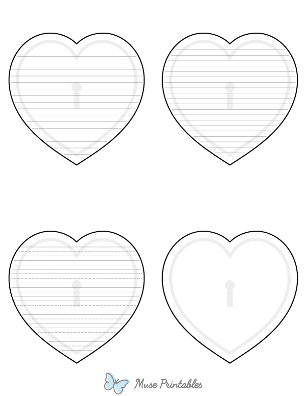 Heart Lock-Shaped Writing Templates