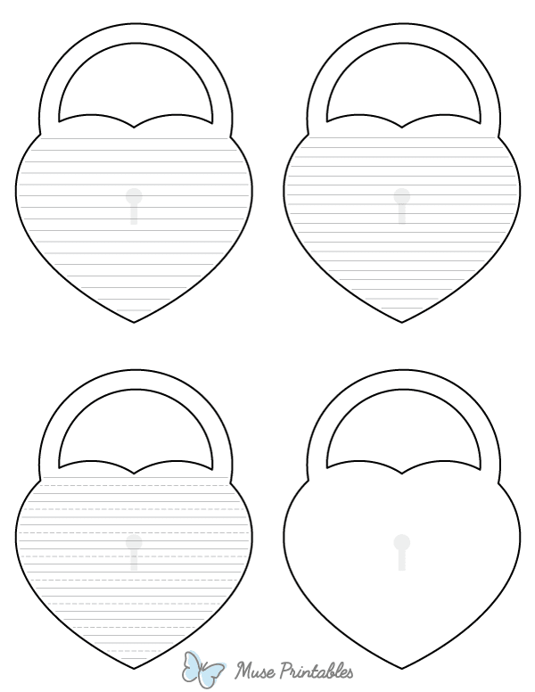 Heart Padlock-Shaped Writing Templates