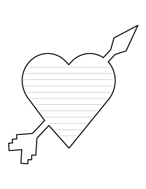 Heart Pierced with Arrow Shaped Writing Templates