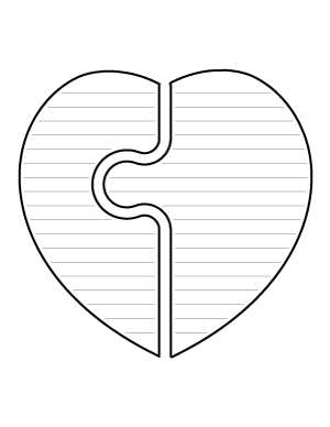 Heart Puzzle-Shaped Writing Templates