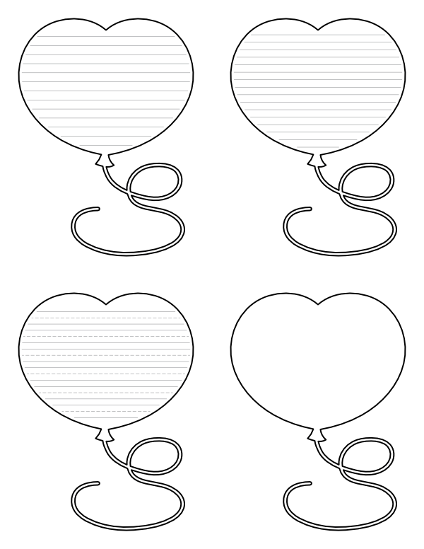 Heart Shaped Balloon Shaped Writing Templates