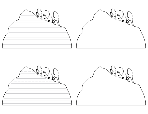 Hikers on Mountain Shaped Writing Templates