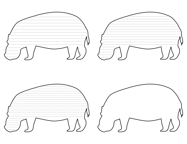 Hippo Side View-Shaped Writing Templates
