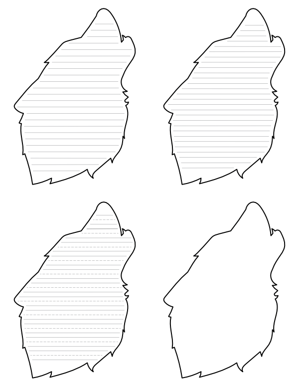 Howling Wolf Head-Shaped Writing Templates