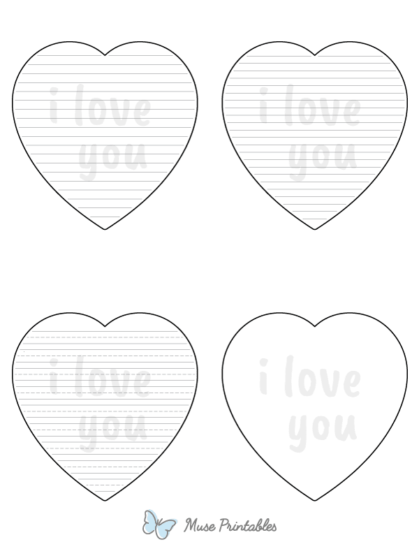 I Love You Heart-Shaped Writing Templates