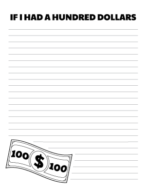 If I Had a Hundred Dollars Writing Templates
