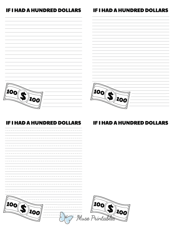 If I Had a Hundred Dollars Writing Templates