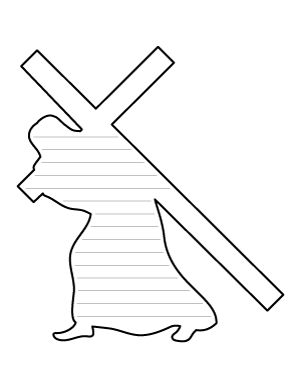 Jesus Carrying Cross Shaped Writing Templates