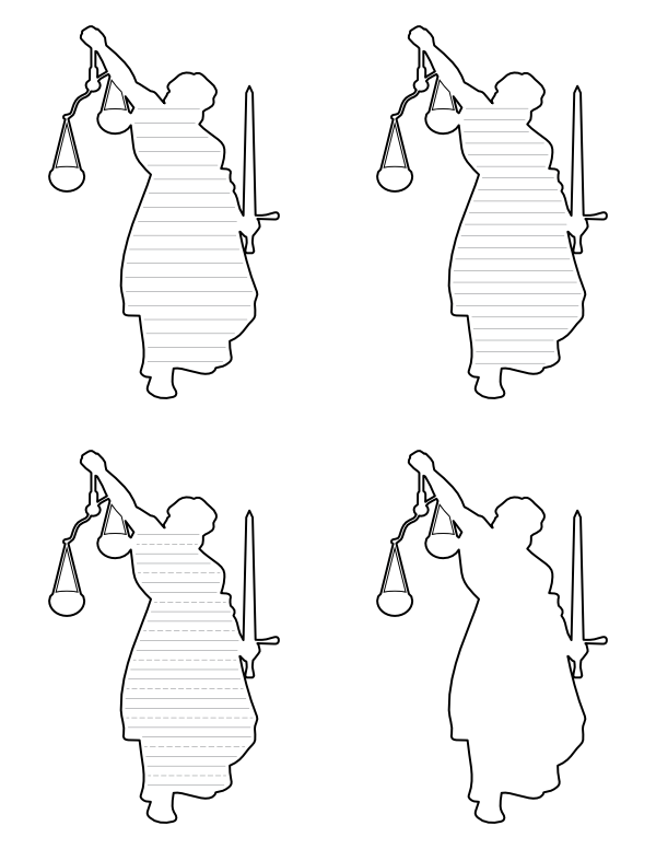 Lady Justice-Shaped Writing Templates