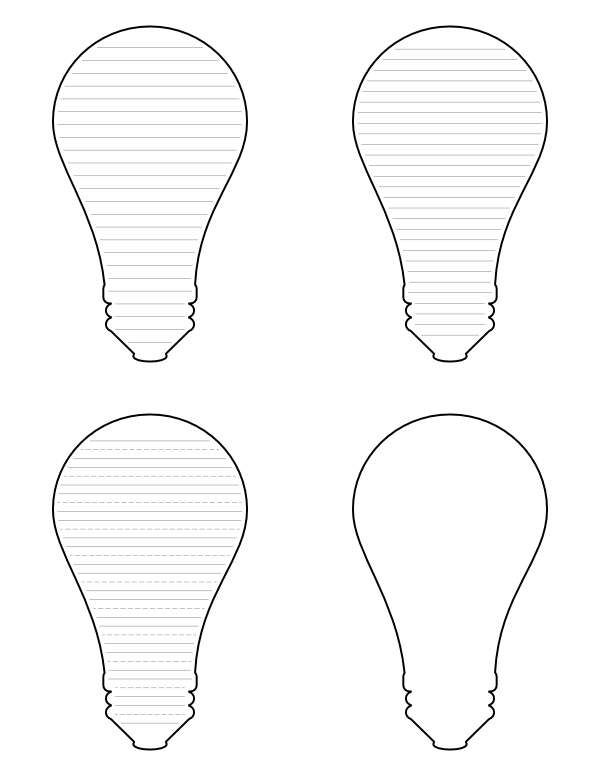 Free Printable Light Bulb Shaped Writing Templates