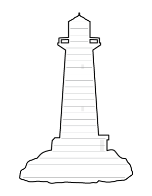 Lighthouse on Rocks-Shaped Writing Templates
