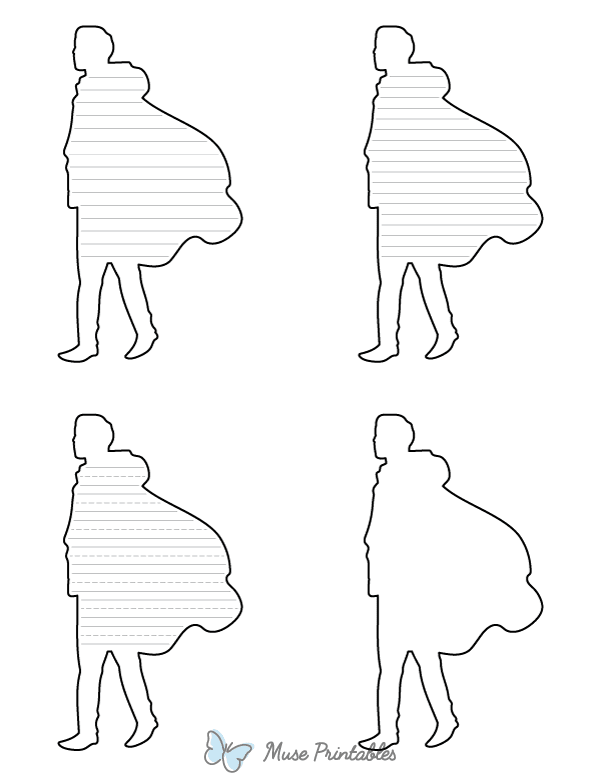 Man in Cloak-Shaped Writing Templates