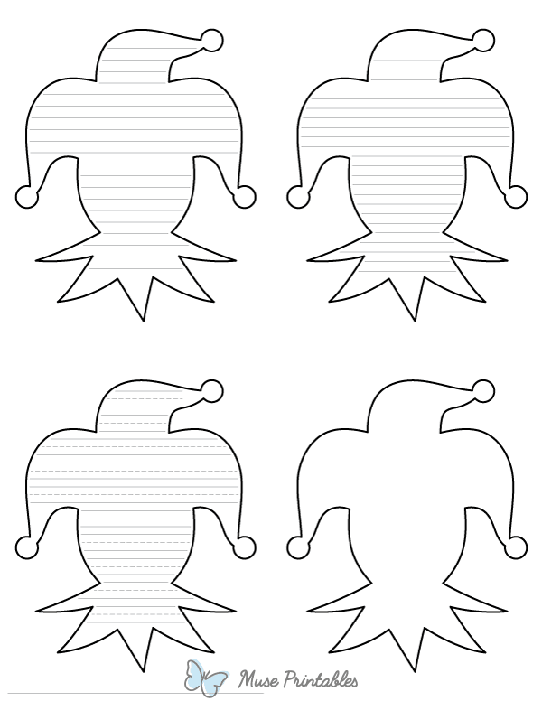 Mardi Gras Jester Head-Shaped Writing Templates