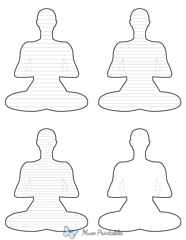 Meditation Lotus Pose-Shaped Writing Templates