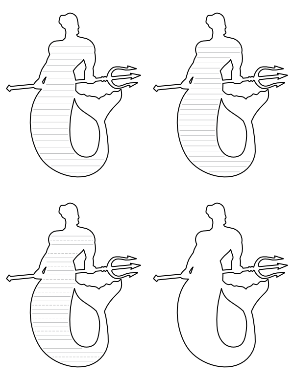 Merman with Trident-Shaped Writing Templates