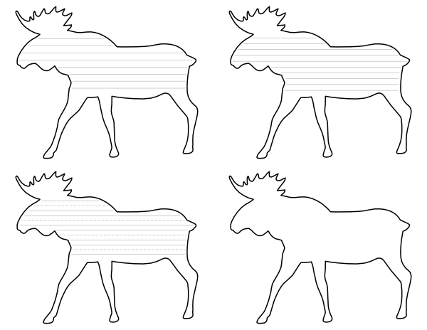 Moose Side View-Shaped Writing Templates