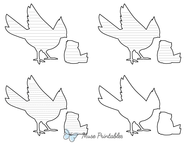 Mother and Baby Cardinal-Shaped Writing Templates