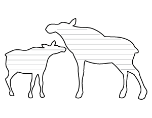 Mother and Baby Moose-Shaped Writing Templates