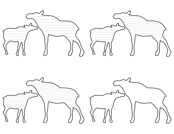 Mother and Baby Moose-Shaped Writing Templates