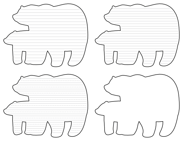 Mother and Baby Polar Bear Shaped Writing Templates
