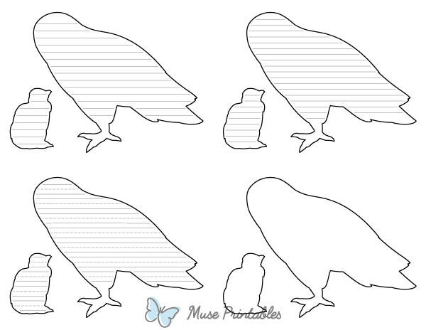 Mother and Baby Snowy Owl-Shaped Writing Templates