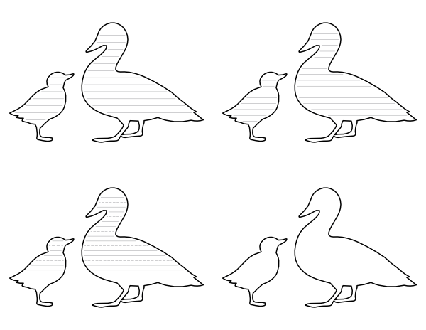 Mother Duck and Duckling-Shaped Writing Templates
