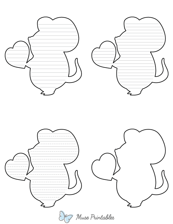 Mouse and Heart-Shaped Writing Templates