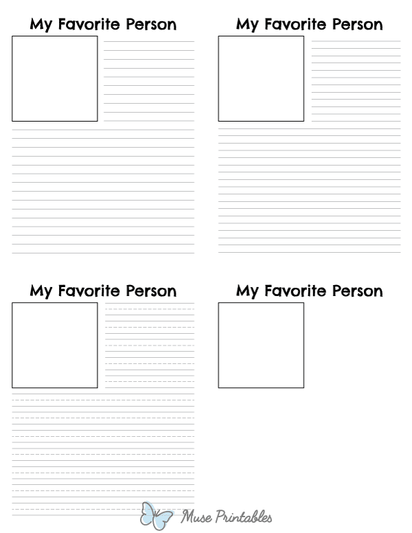 My Favorite Person Writing Templates