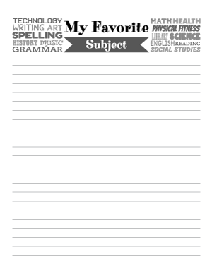 My Favorite Subject Writing Templates