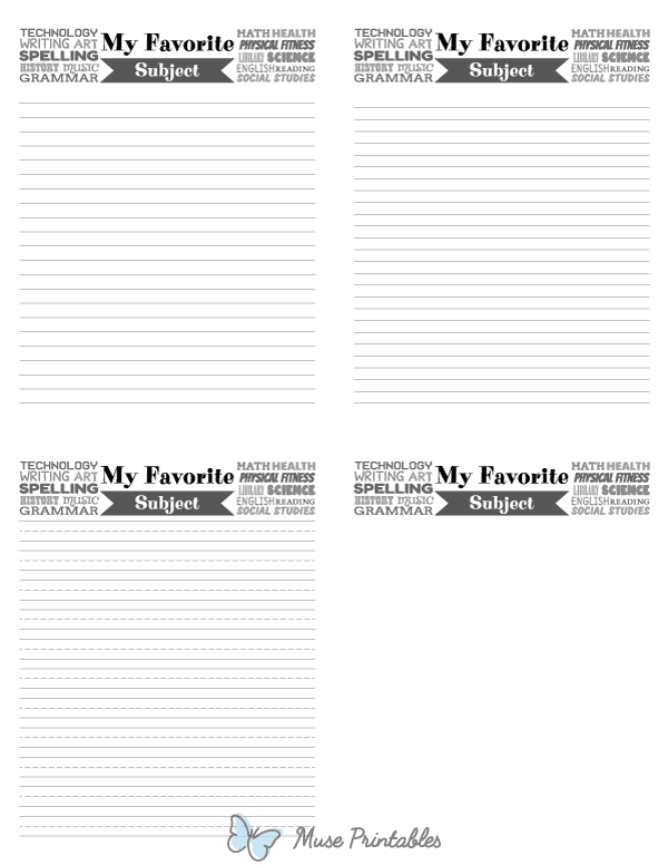My Favorite Subject Writing Templates