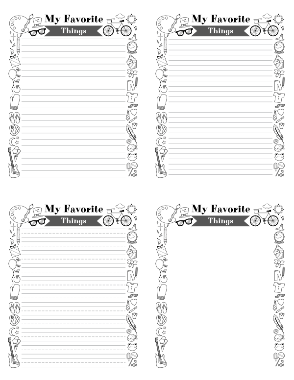 My Favorite Things Writing Templates
