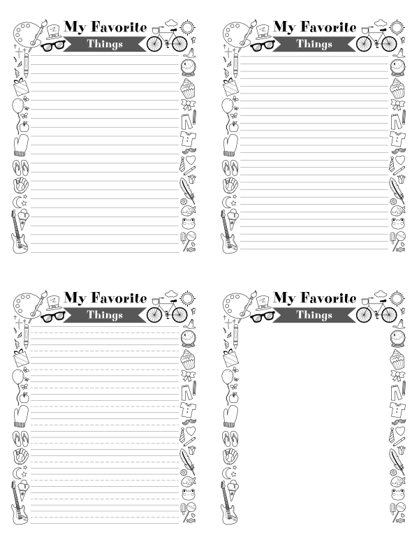 My Favorite Things Printable Template - Printable Templates Free