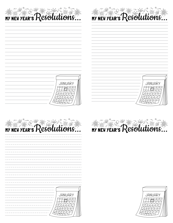 My New Years Resolutions Writing Templates
