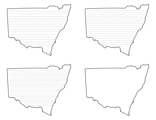 New South Wales-Shaped Writing Templates
