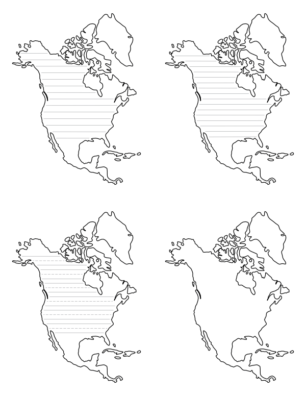 North America-Shaped Writing Templates