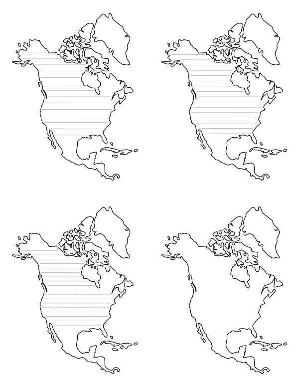 Free Printable North America-Shaped Writing Templates
