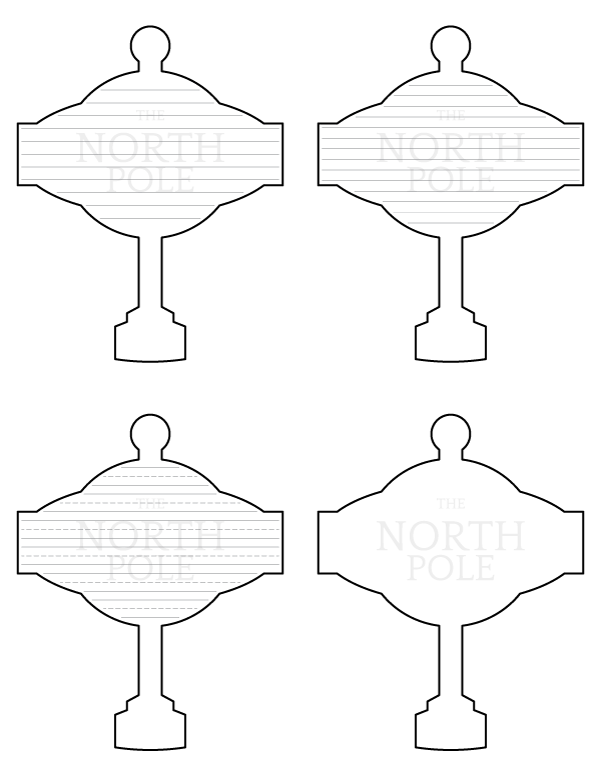 North Pole Sign-Shaped Writing Templates