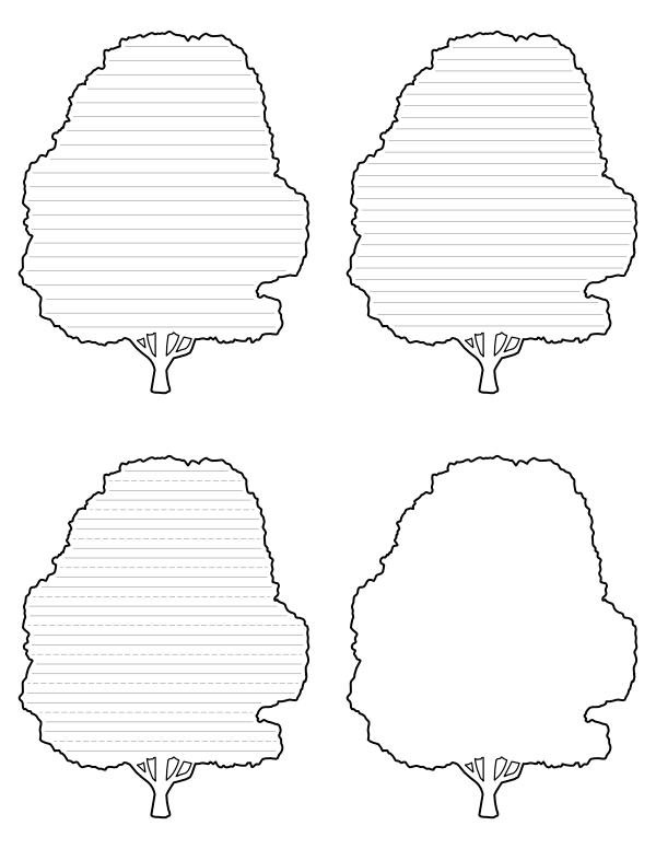 Free Printable Oak Tree-Shaped Writing Templates