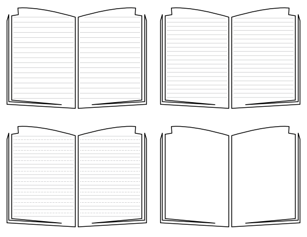 Open Book-Shaped Writing Templates