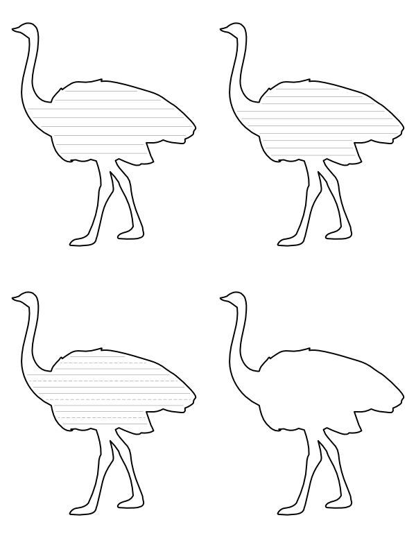 Ostrich Side View-Shaped Writing Templates