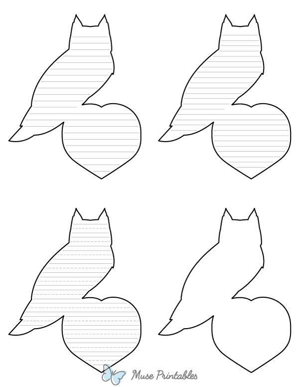 Owl and Heart-Shaped Writing Templates