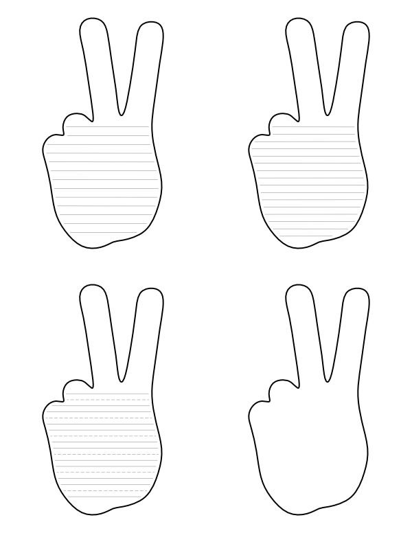 Peace Hand-Shaped Writing Templates