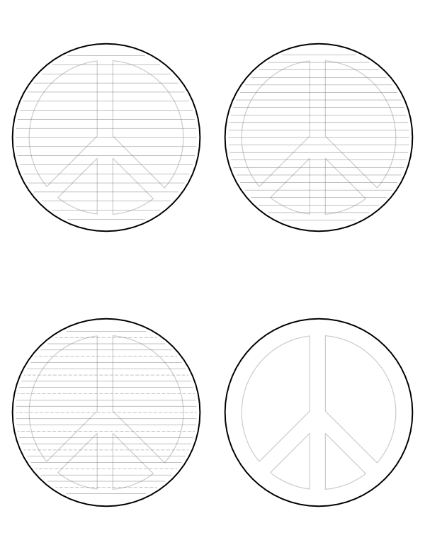 Peace Sign-Shaped Writing Templates